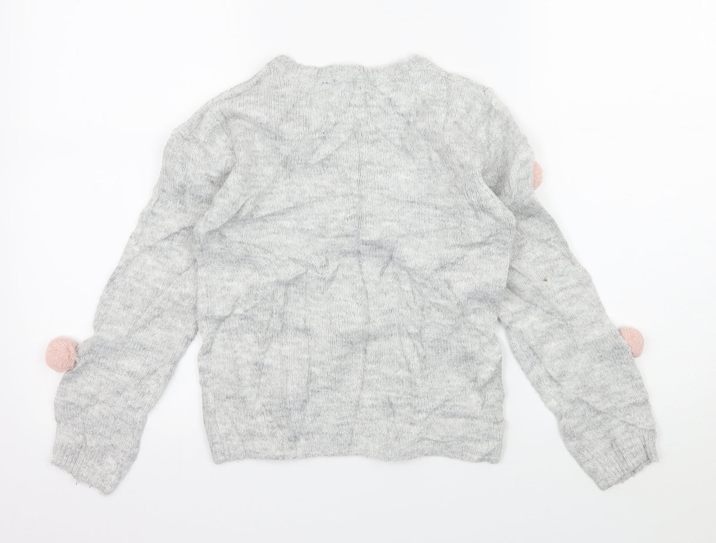 Primark Girls Grey Polka Dot Knit Pullover Jumper Size 7-8 Years