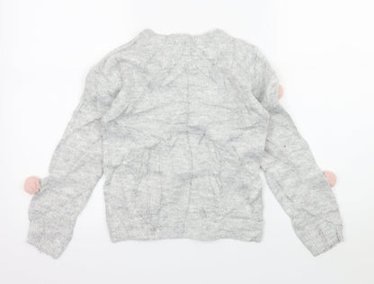 Primark Girls Grey Polka Dot Knit Pullover Jumper Size 7-8 Years