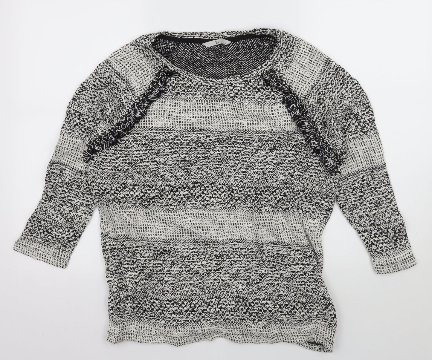 TU Womens Grey Striped Knit Cardigan Jumper Size 14