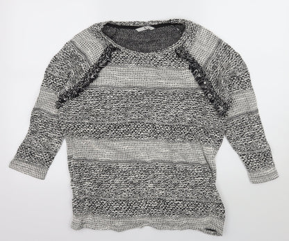 TU Womens Grey Striped Knit Cardigan Jumper Size 14