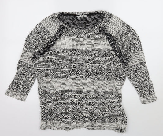 TU Womens Grey Striped Knit Cardigan Jumper Size 14