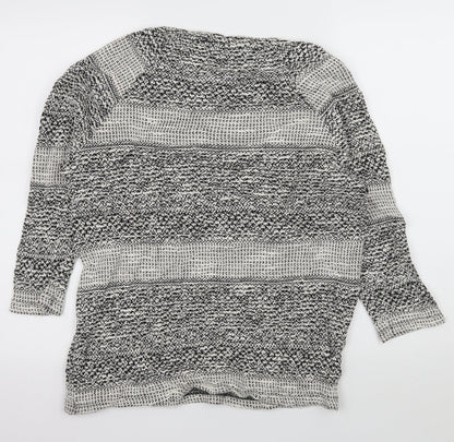 TU Womens Grey Striped Knit Cardigan Jumper Size 14