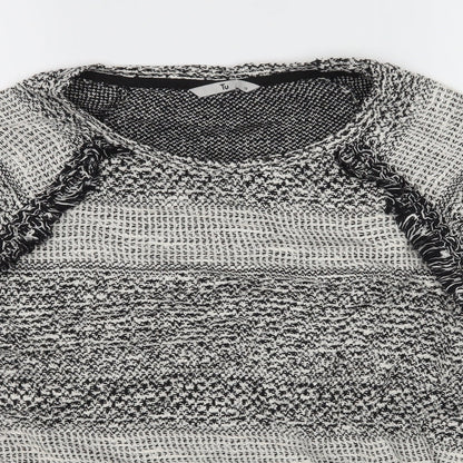 TU Womens Grey Striped Knit Cardigan Jumper Size 14