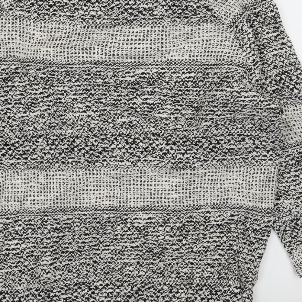 TU Womens Grey Striped Knit Cardigan Jumper Size 14