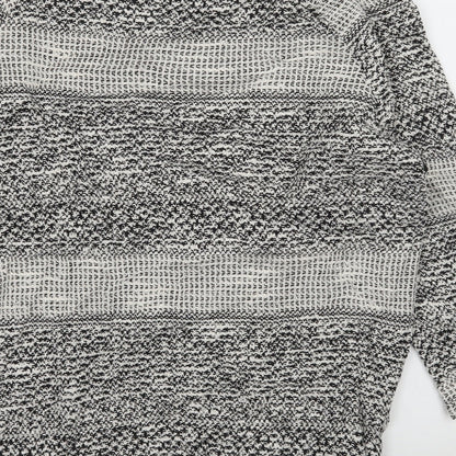 TU Womens Grey Striped Knit Cardigan Jumper Size 14