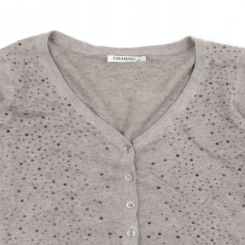 Tiramisu Womens Brown  Knit Cardigan Jumper Size M