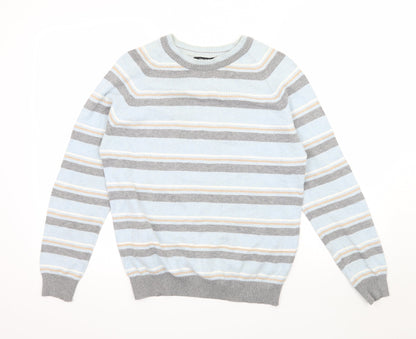 Officers Club Mens Blue Striped Knit Pullover Jumper Size S