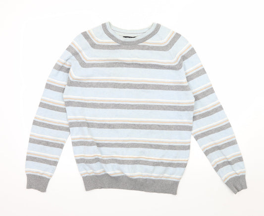 Officers Club Mens Blue Striped Knit Pullover Jumper Size S