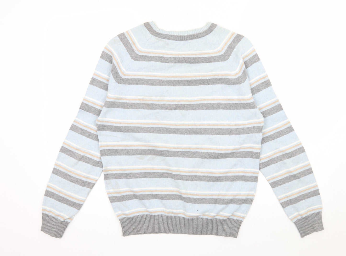 Officers Club Mens Blue Striped Knit Pullover Jumper Size S