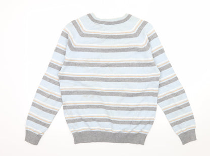 Officers Club Mens Blue Striped Knit Pullover Jumper Size S