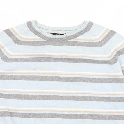 Officers Club Mens Blue Striped Knit Pullover Jumper Size S