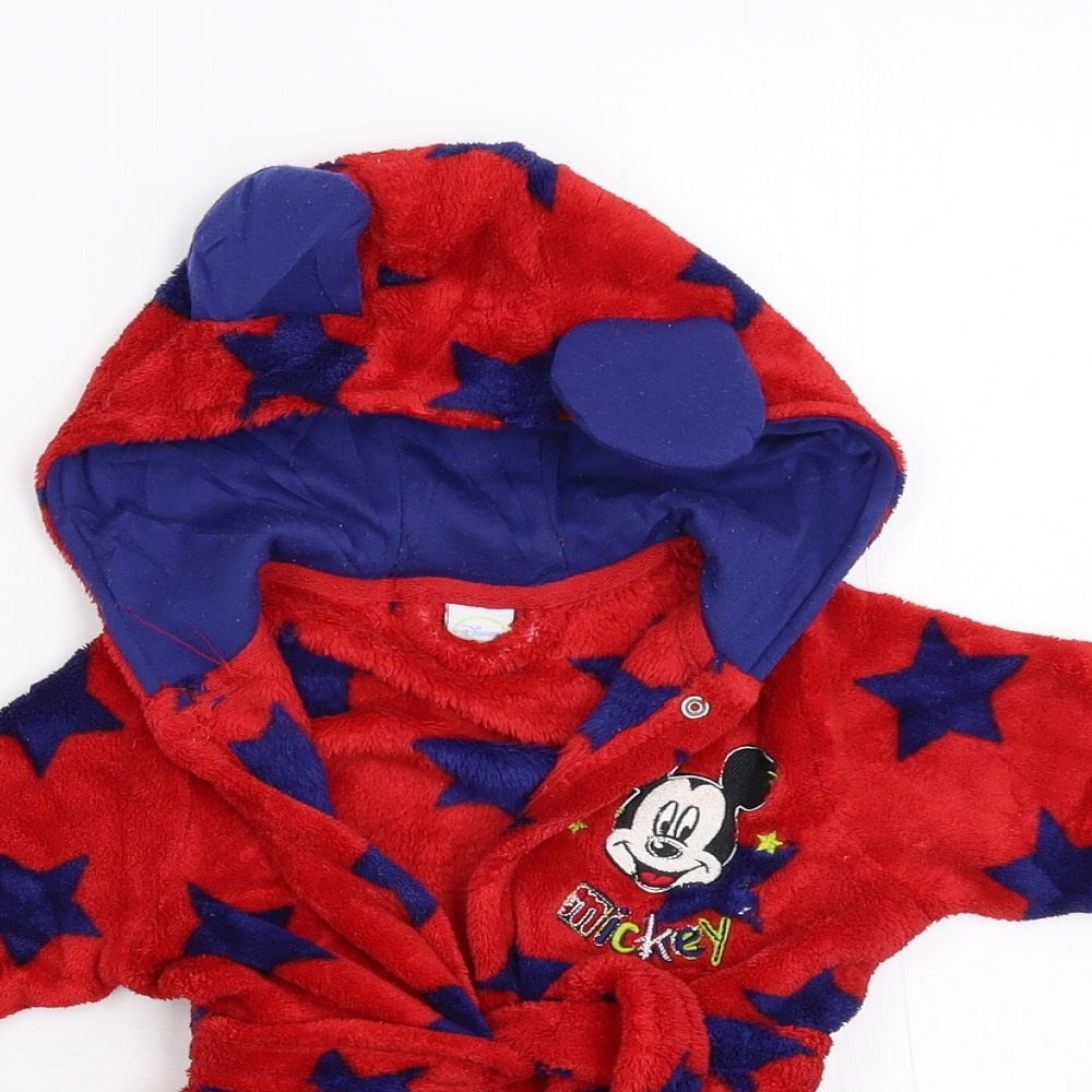 Disney Boys Red Geometric Fleece Kimono Robe Size 3-6 Months  - Mickey Mouse