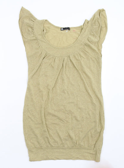 Womens UK Size 10 Miso Gold Basic T-Shirt