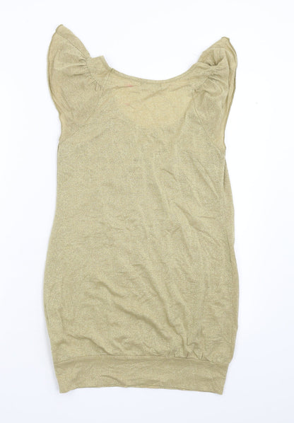 Womens UK Size 10 Miso Gold Basic T-Shirt