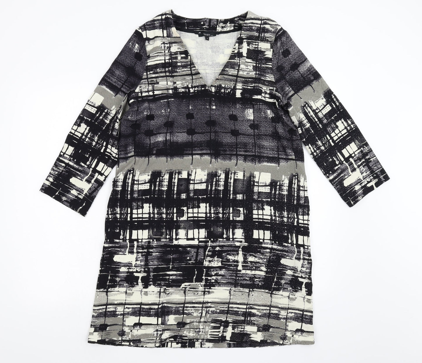 TOUPY Womens Black Geometric  A-Line  Size S