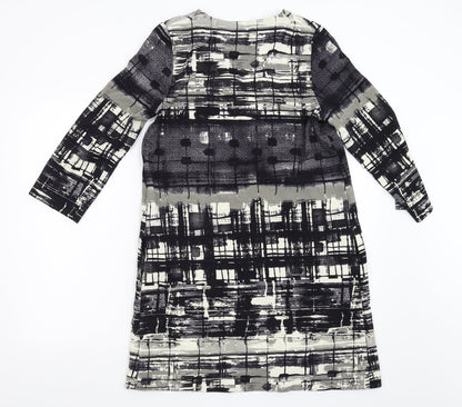 TOUPY Womens Black Geometric  A-Line  Size S