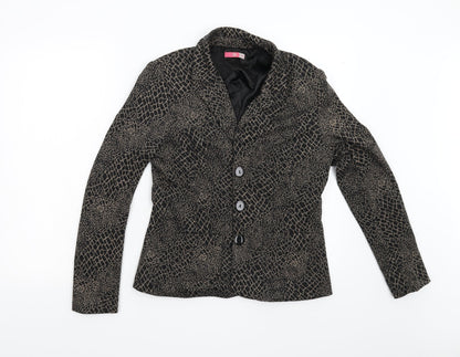 e@m Womens Black Animal Print  Jacket  Size 14