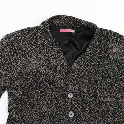 e@m Womens Black Animal Print  Jacket  Size 14