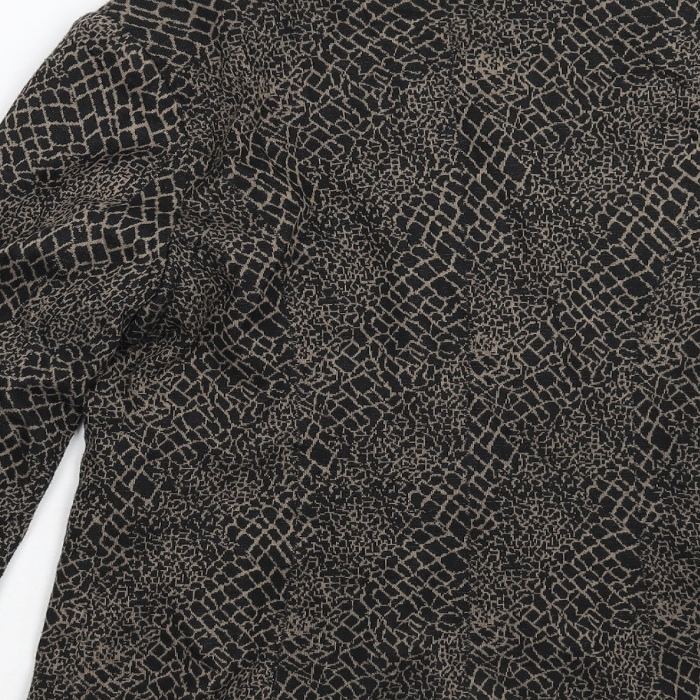 e@m Womens Black Animal Print  Jacket  Size 14