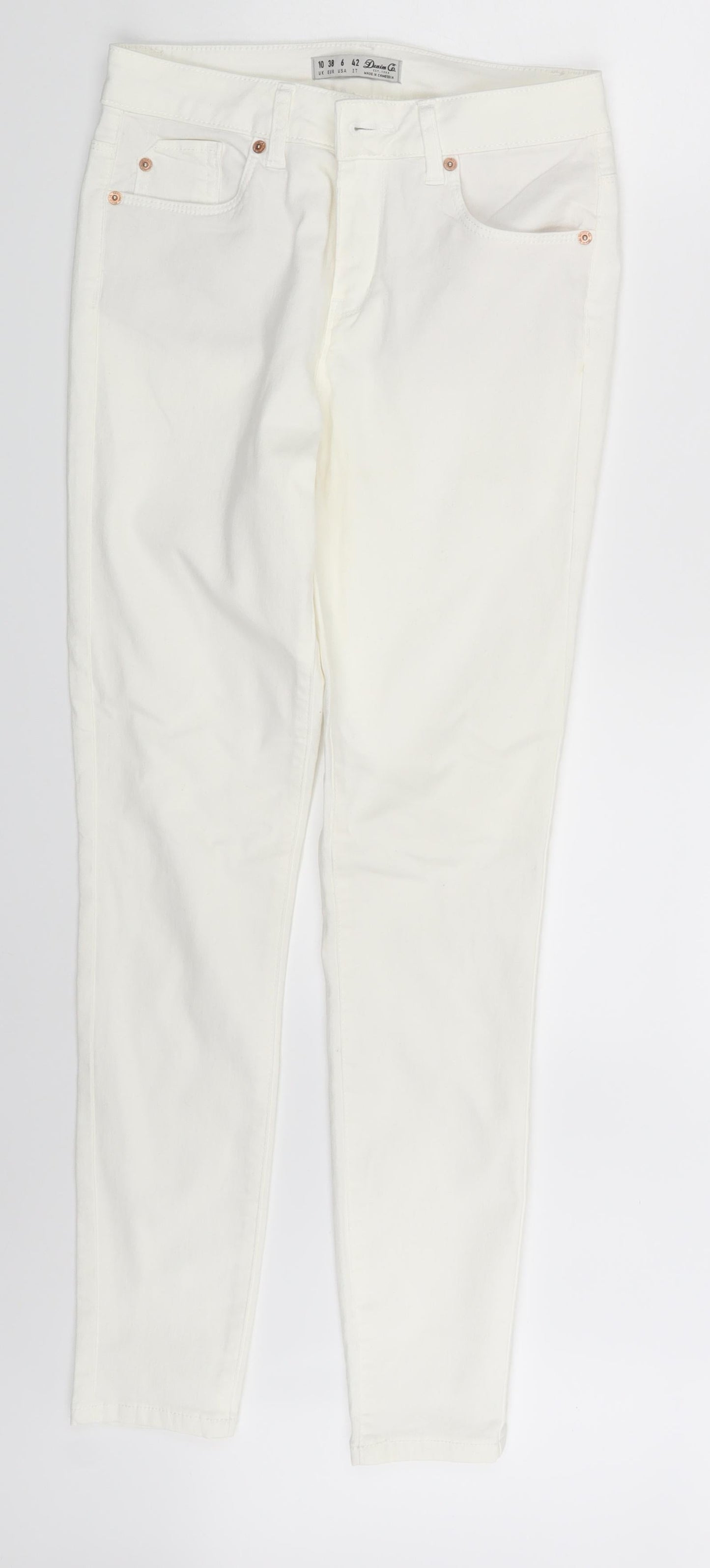 Denim & Co. Womens Ivory  Denim Skinny Jeans Size 10 L26.5 in