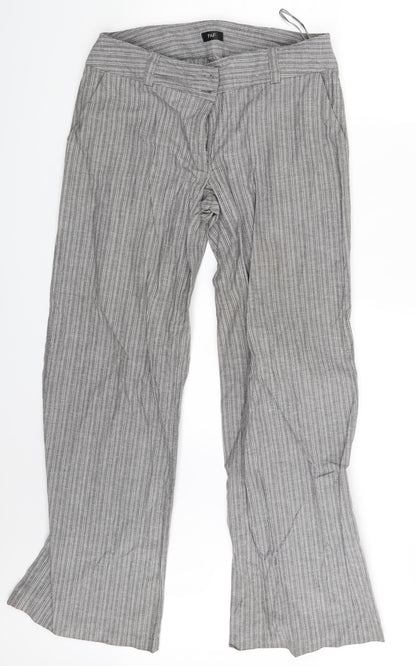 F&F Womens Grey Striped  Sweatpants Trousers Size 12 L29 in