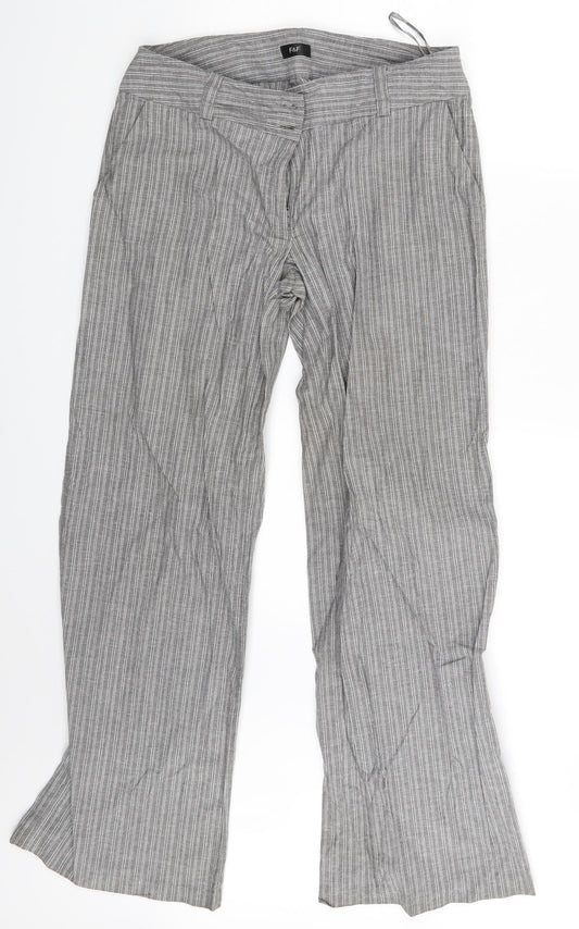 F&F Womens Grey Striped  Sweatpants Trousers Size 12 L29 in