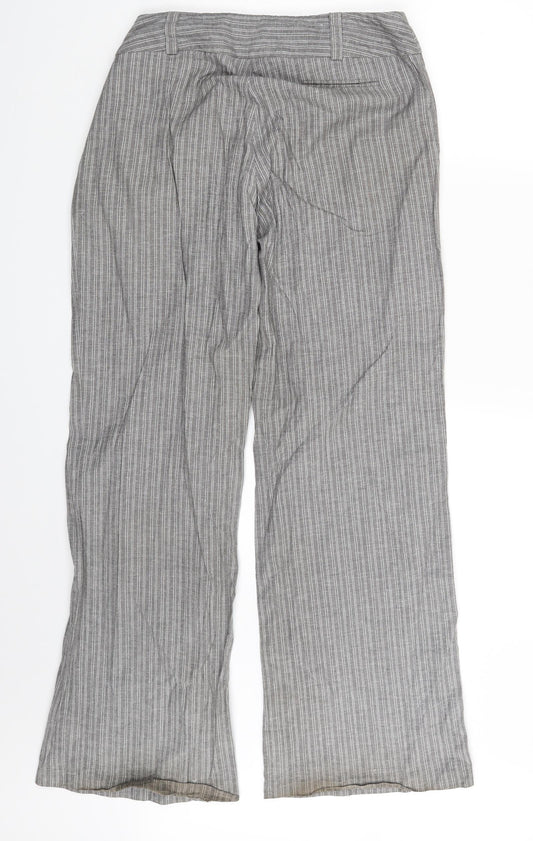 F&F Womens Grey Striped  Sweatpants Trousers Size 12 L29 in
