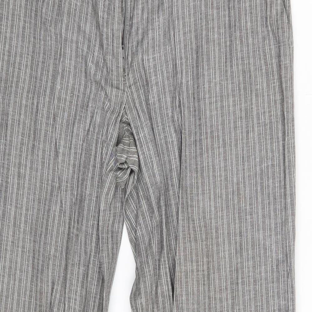 F&F Womens Grey Striped  Sweatpants Trousers Size 12 L29 in