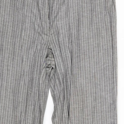 F&F Womens Grey Striped  Sweatpants Trousers Size 12 L29 in