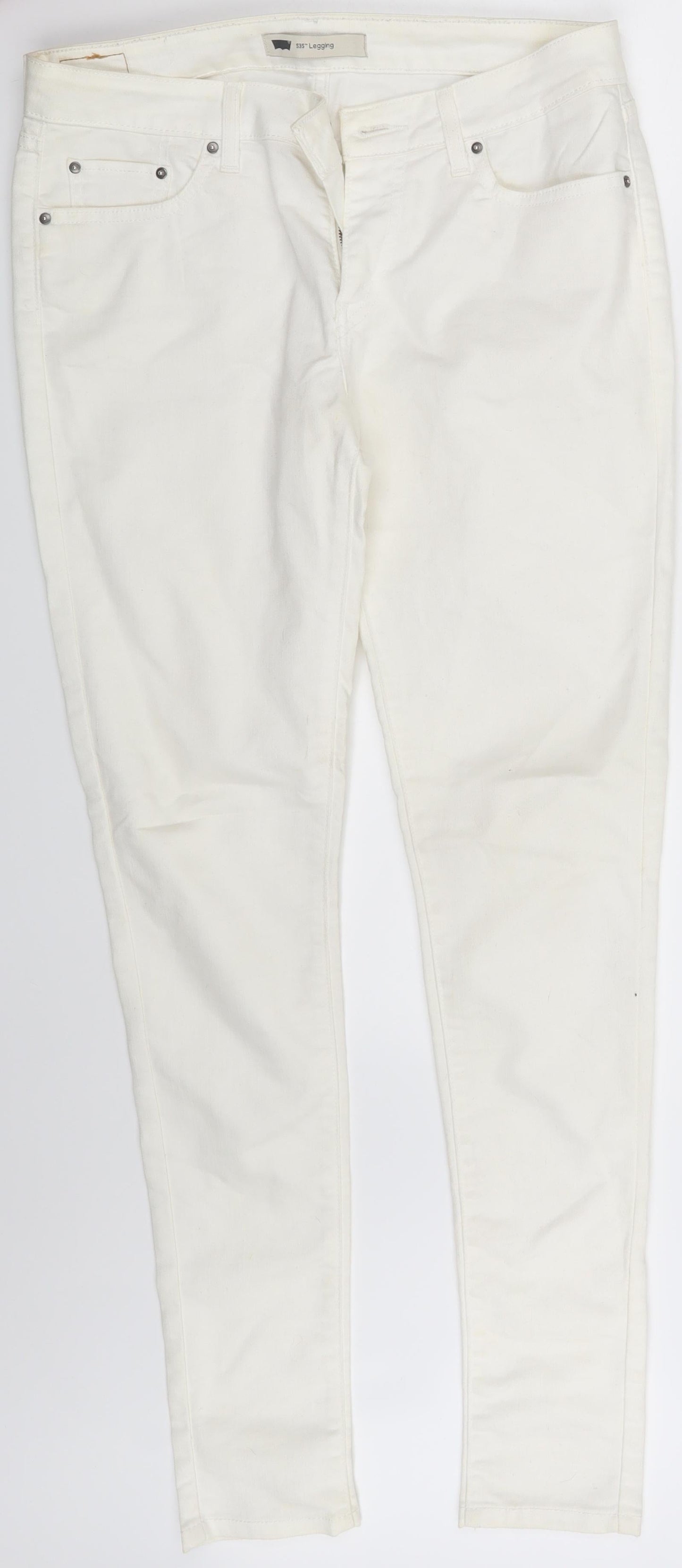 535 Womens Ivory  Denim Skinny Jeans One Size L30 in