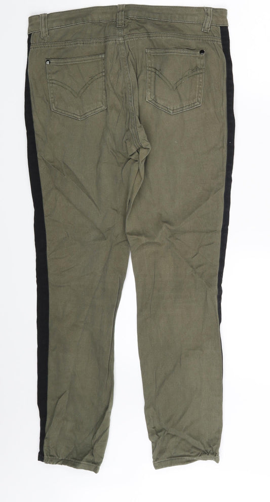 Denim Co. Womens Brown Striped Denim Skinny Jeans Size 12 L26 in