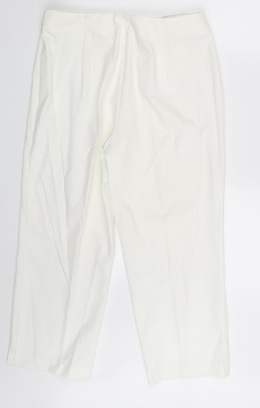 M&S Womens Ivory   Trousers  Size 14 L22.5 in