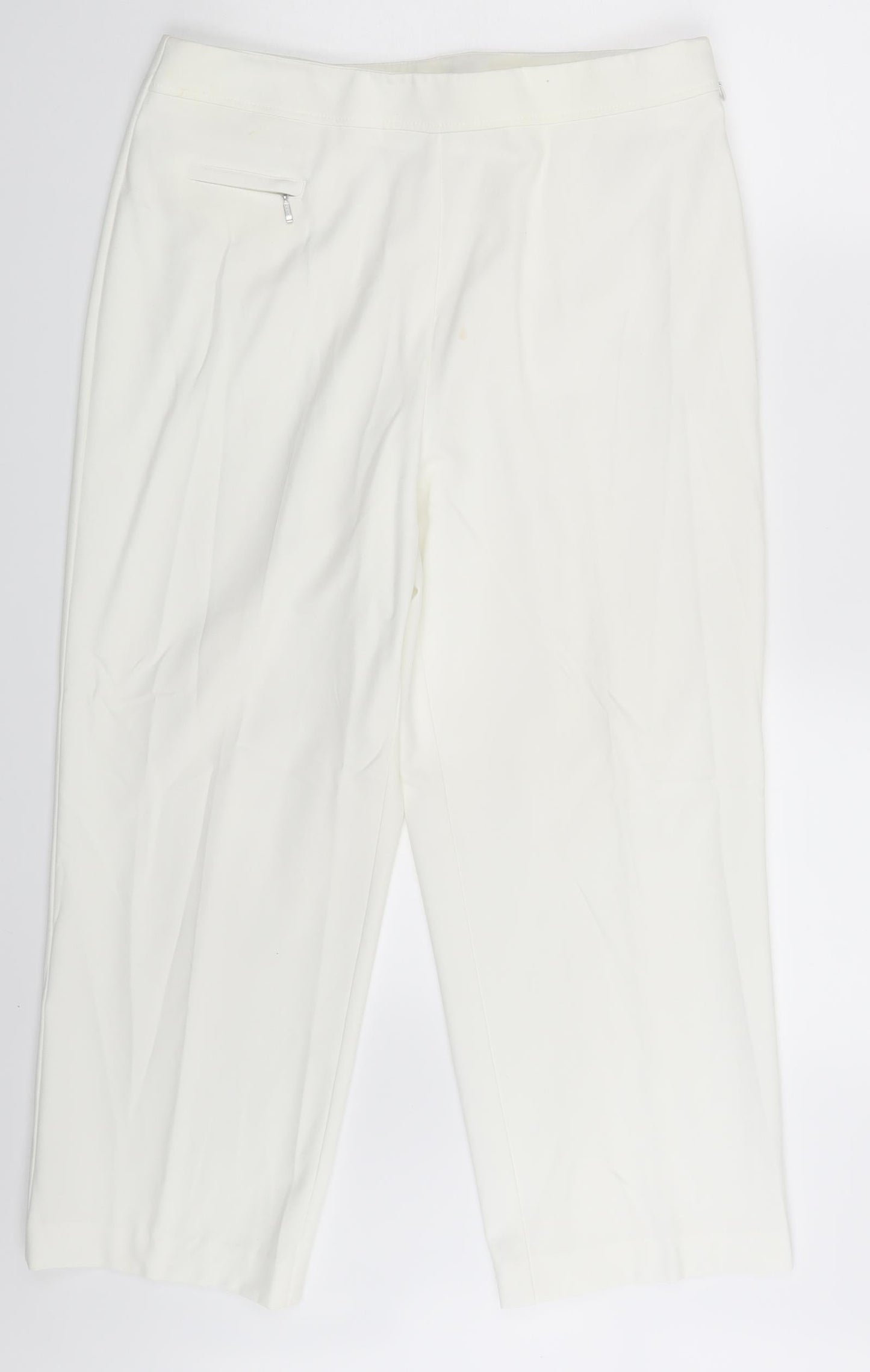 M&S Womens Ivory   Trousers  Size 14 L22.5 in
