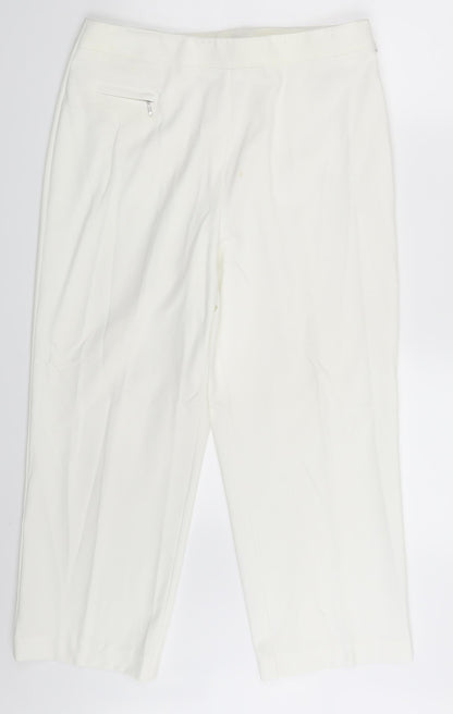 M&S Womens Ivory   Trousers  Size 14 L22.5 in