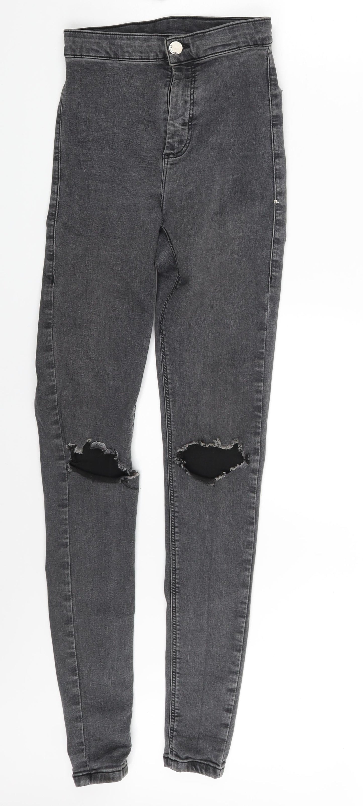 Topshop Womens Grey  Denim Skinny Jeans One Size L34 in