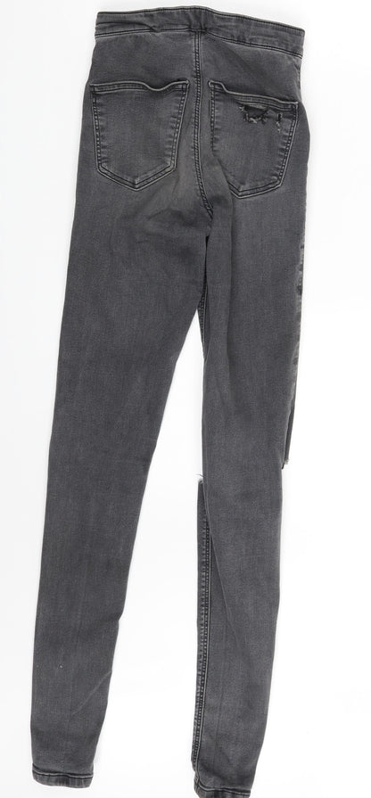 Topshop Womens Grey  Denim Skinny Jeans One Size L34 in