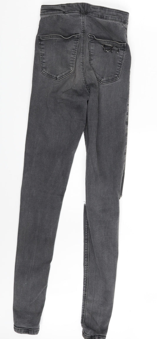 Topshop Womens Grey  Denim Skinny Jeans One Size L34 in