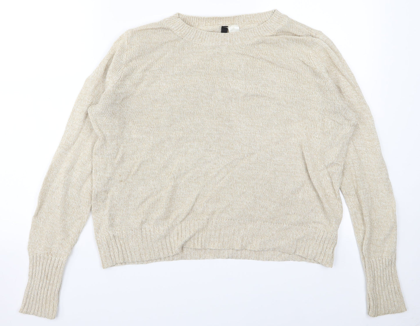 Womens UK Size M Divided Beige Pullover Jumper
