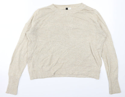 Womens UK Size M Divided Beige Pullover Jumper