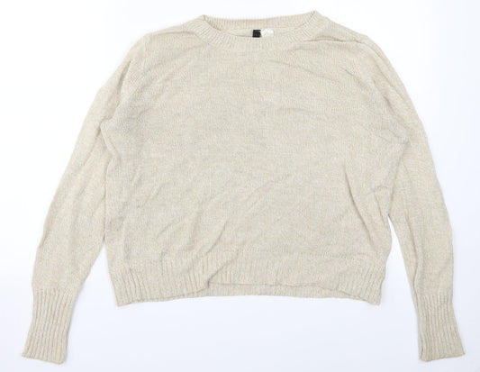 Womens UK Size M Divided Beige Pullover Jumper