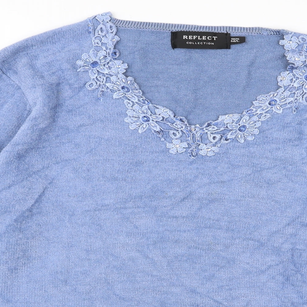 Womens UK Size M Reflect Blue Pullover Jumper