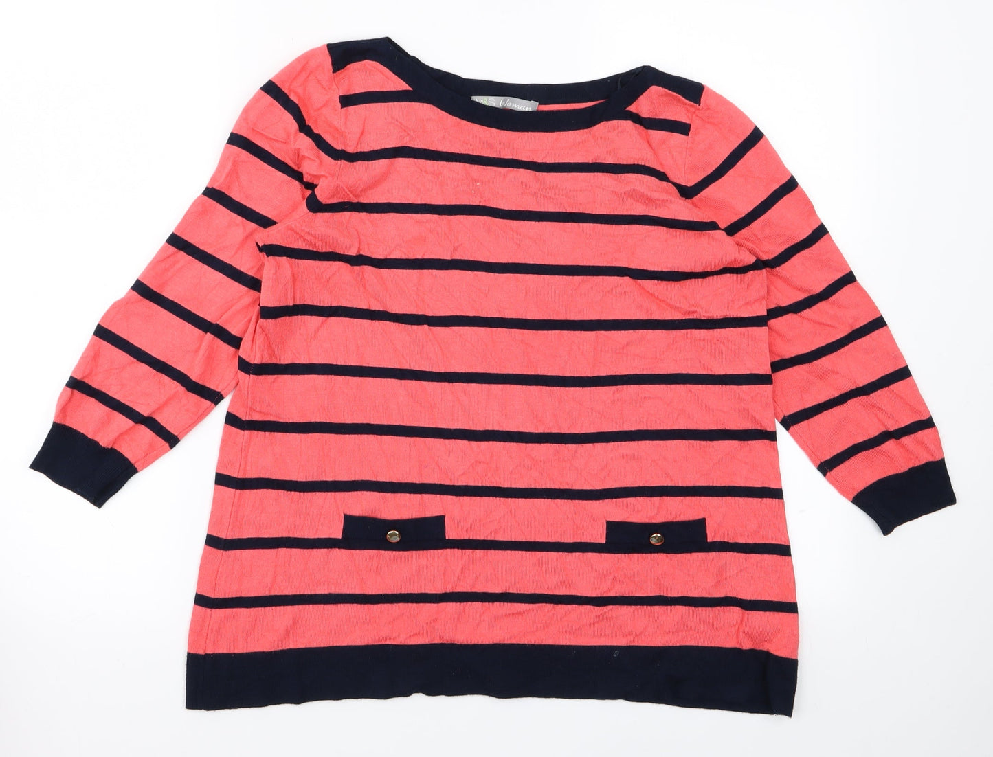 Womens UK Size 14 M&S Pink Pullover Jumper