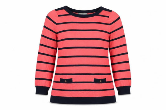 Marks & Spencer  Womens Pink Striped Knit Pullover Jumper Size 14