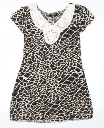 PussyCat Womens Brown Animal Print Knit A-Line  Size M