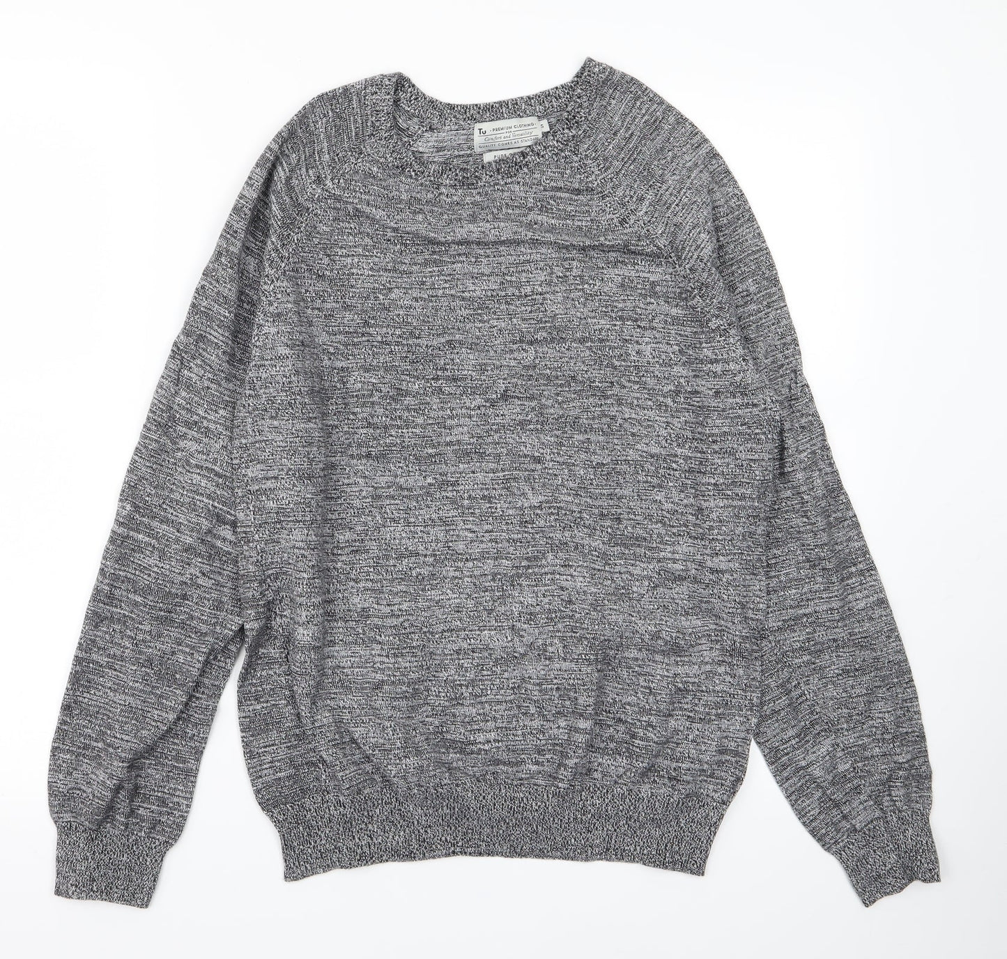 TU Mens Grey  Knit Pullover Jumper Size S