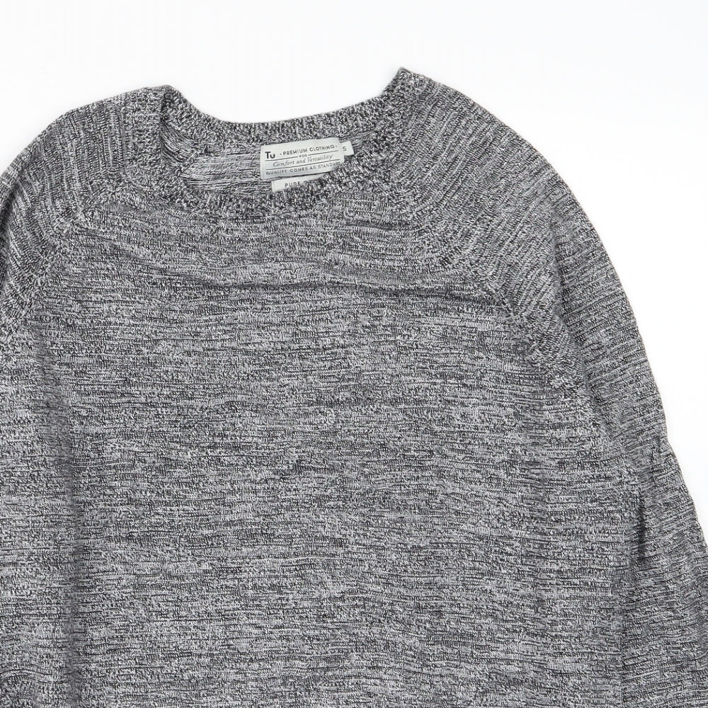 TU Mens Grey  Knit Pullover Jumper Size S