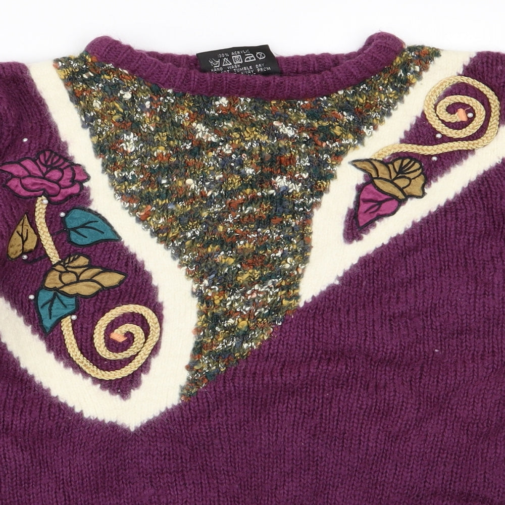 Womens UK Size One Size Paramour Purple Pullover Jumper