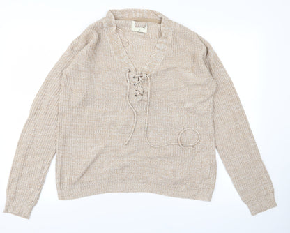 Womens UK Size M Preworn Beige Pullover Jumper