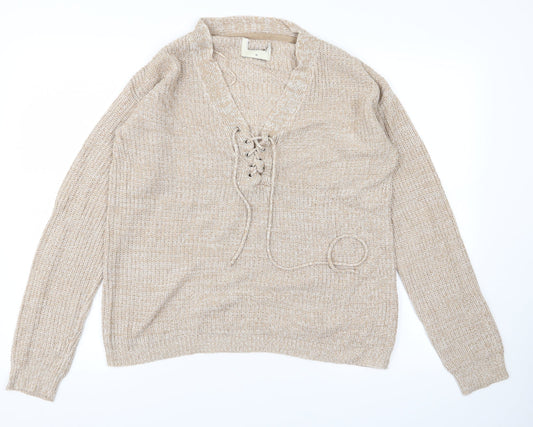 Womens UK Size M Preworn Beige Pullover Jumper