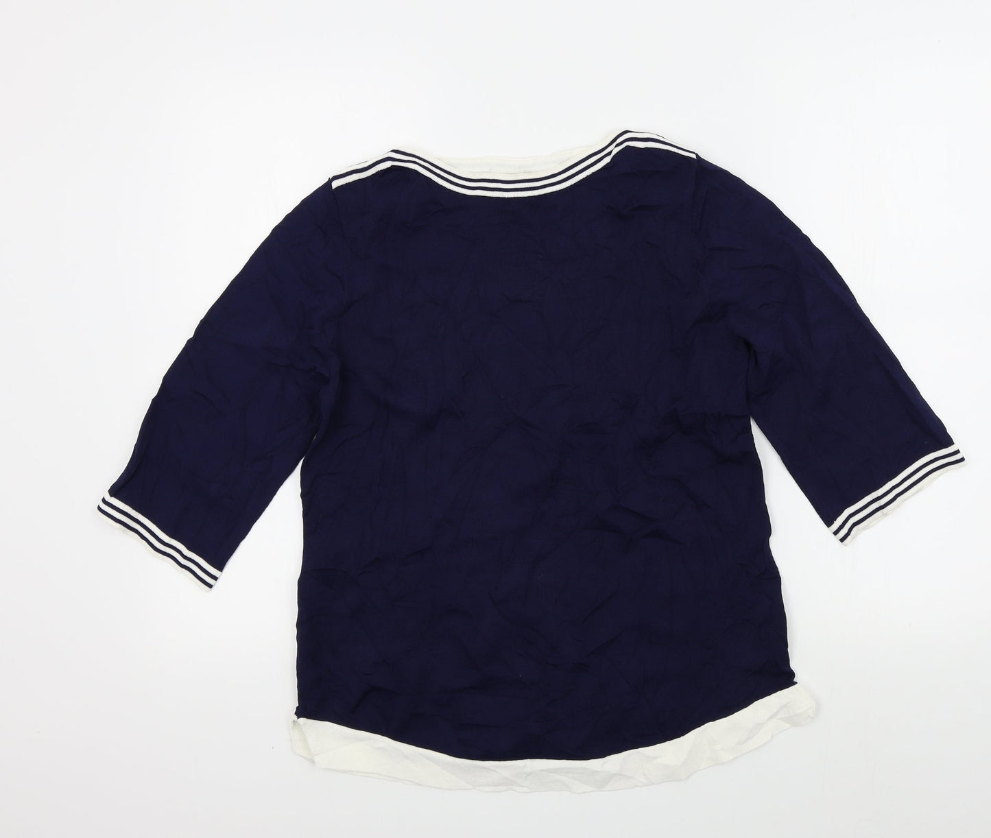 Womens UK Size M text Blue Pullover Jumper